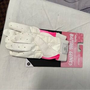 White and Pink Batting Gloves